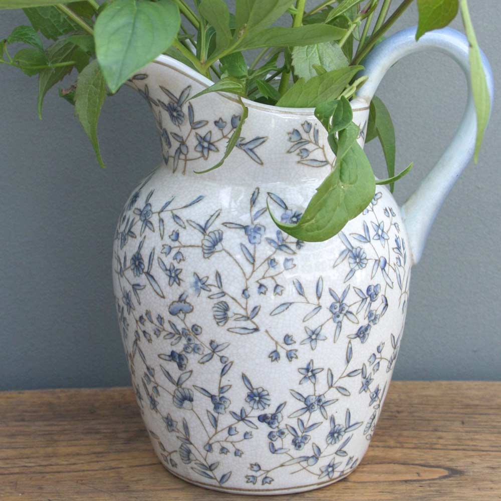 Ceramic crackle Jug with floral print