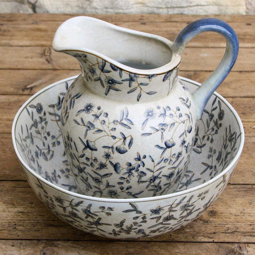 Blue And White Ceramic Ditsy Floral Print Jug