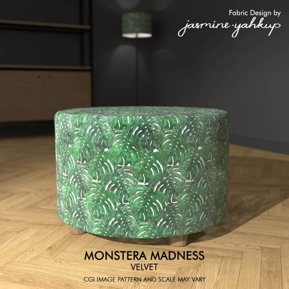 Round Upholstered Footstool Coffee Table
